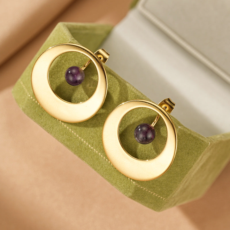 Amethyst and Obsidian Earrings – Lunar Royalty