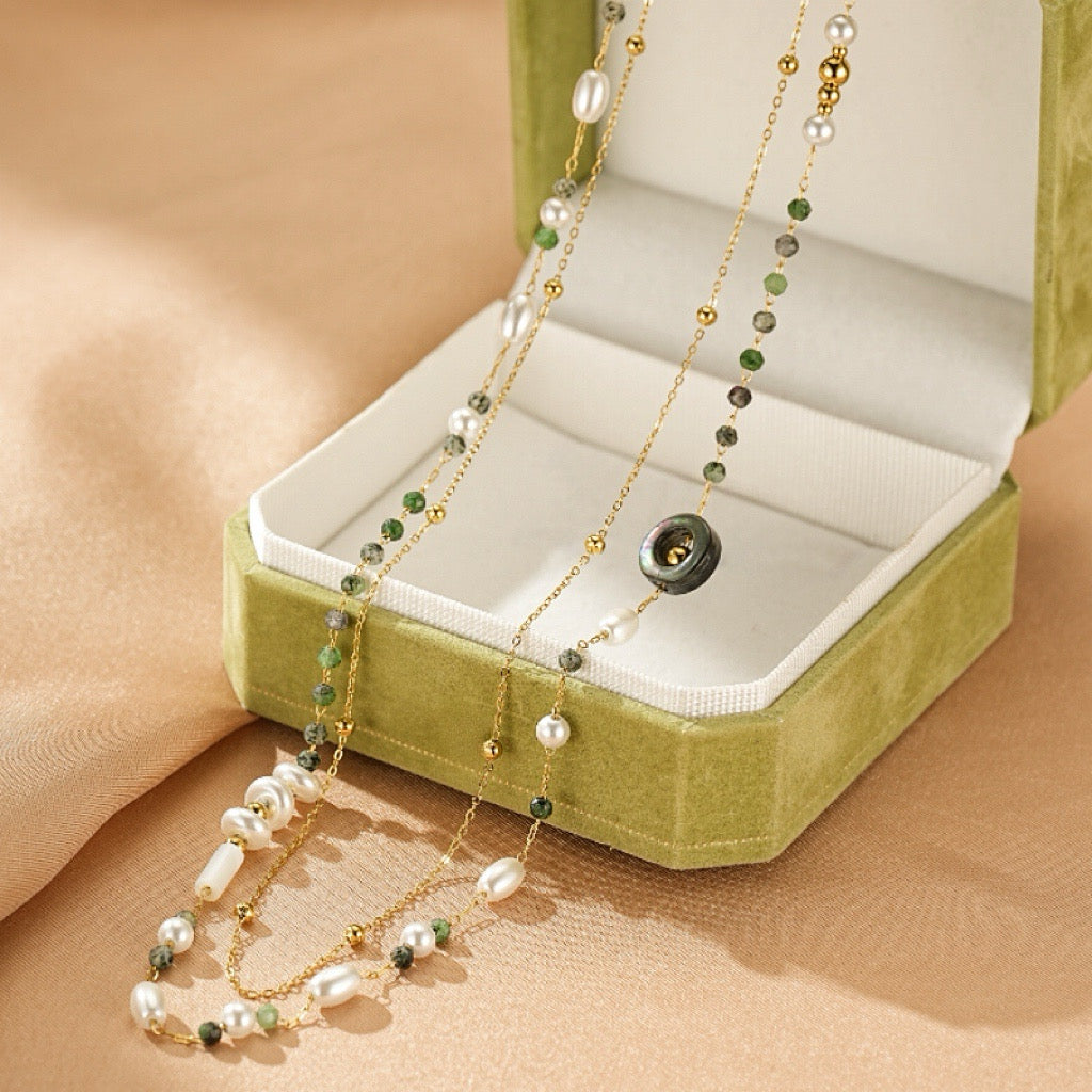 Collier Tourmaline et Perle – Fraîcheur Naturelle