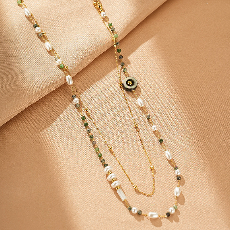 Collier Tourmaline et Perle – Fraîcheur Naturelle