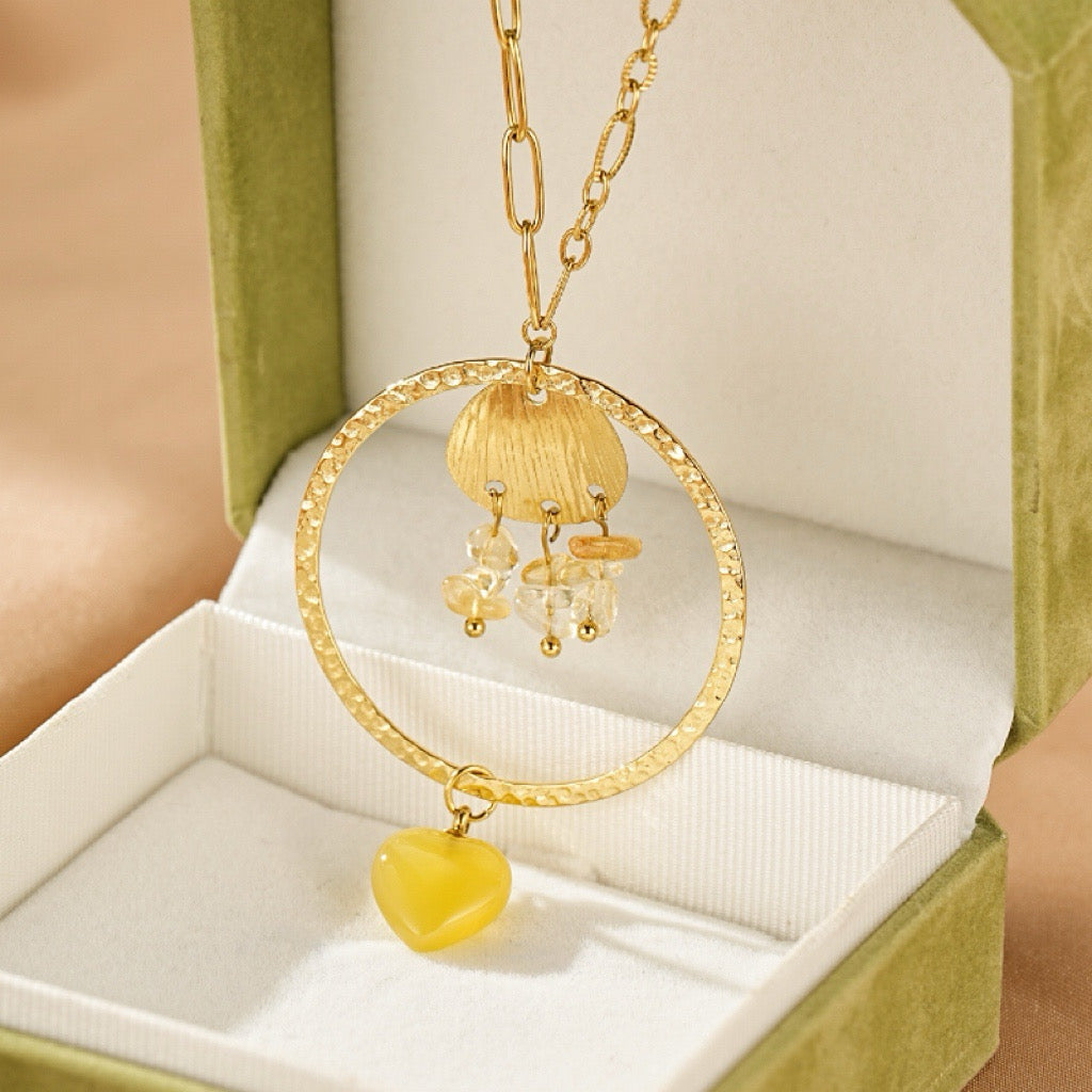Collier Citrine – Cœur Solaire