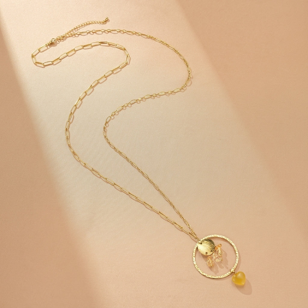Collier Citrine – Cœur Solaire