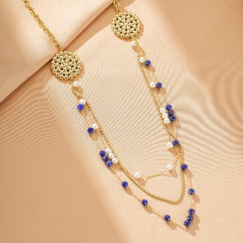 Collier Lapis Lazuli et Perle – Nuit Magique