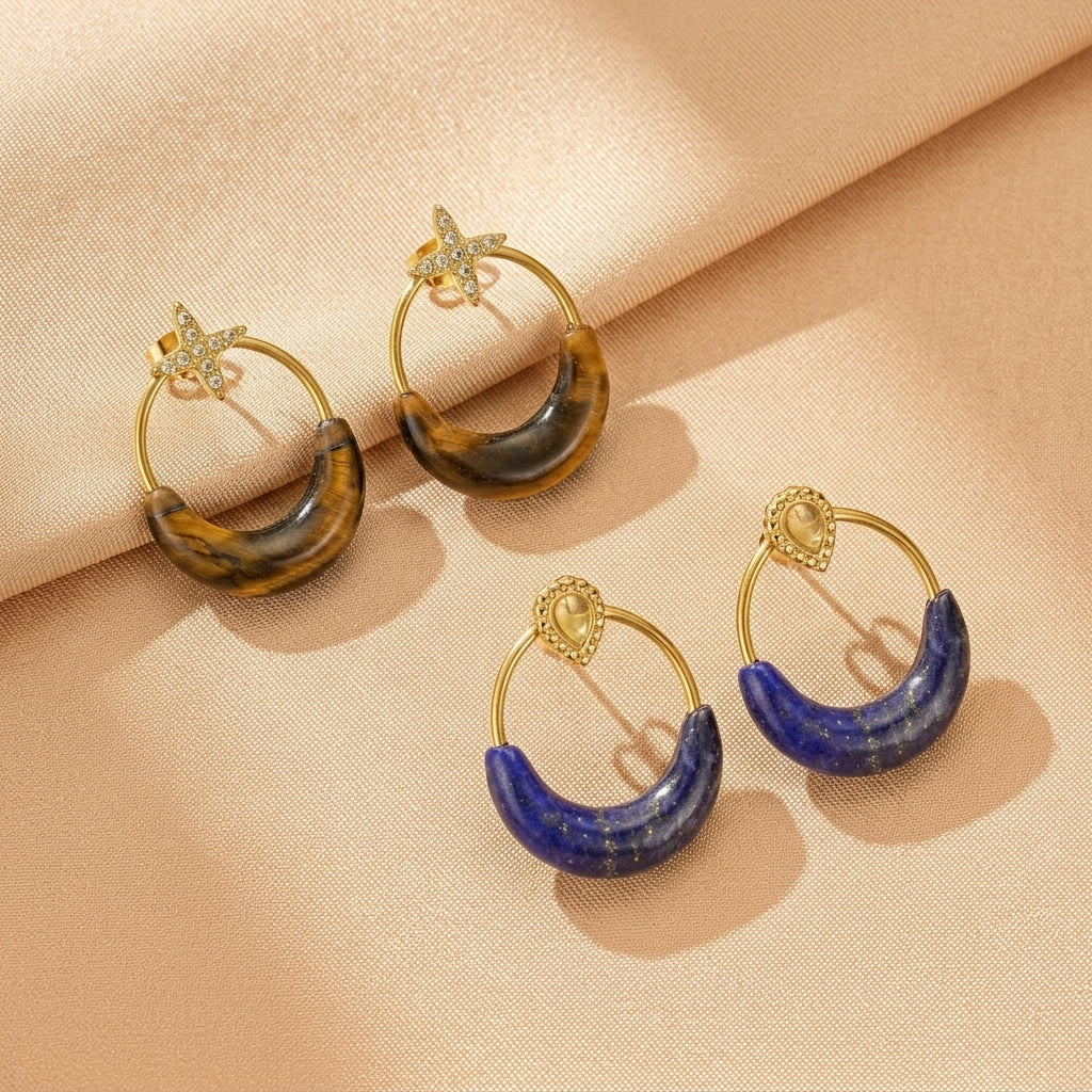 Lapis Lazuli / Tiger's Eye Earrings – Lunar Radiance