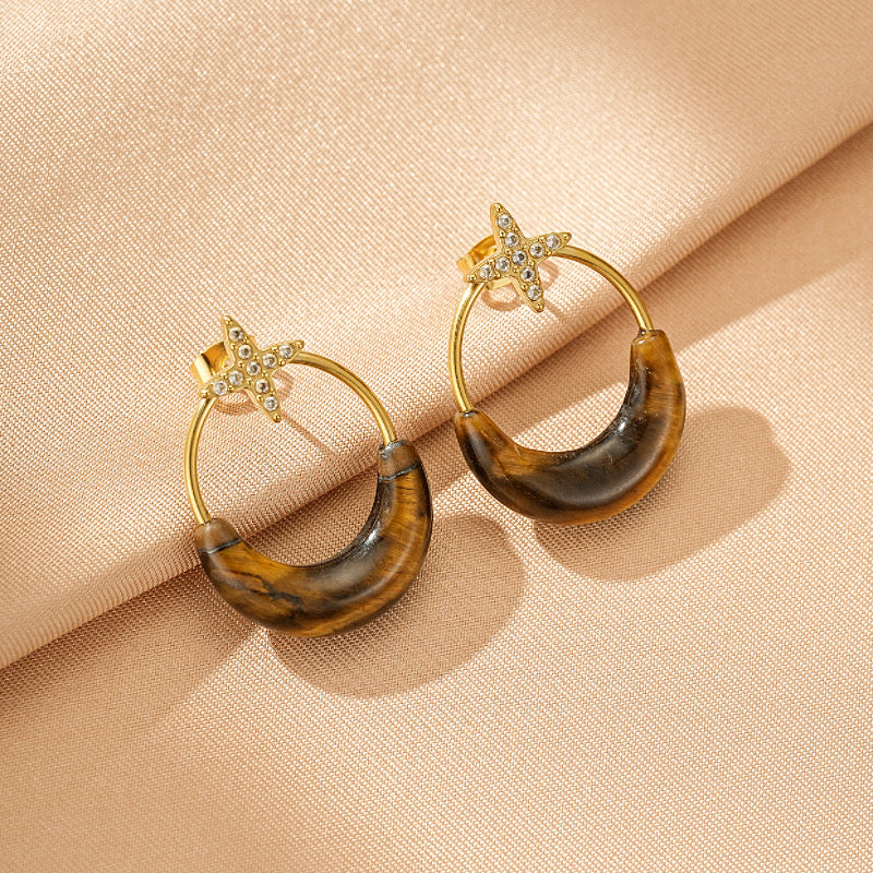 Lapis Lazuli / Tiger's Eye Earrings – Lunar Radiance