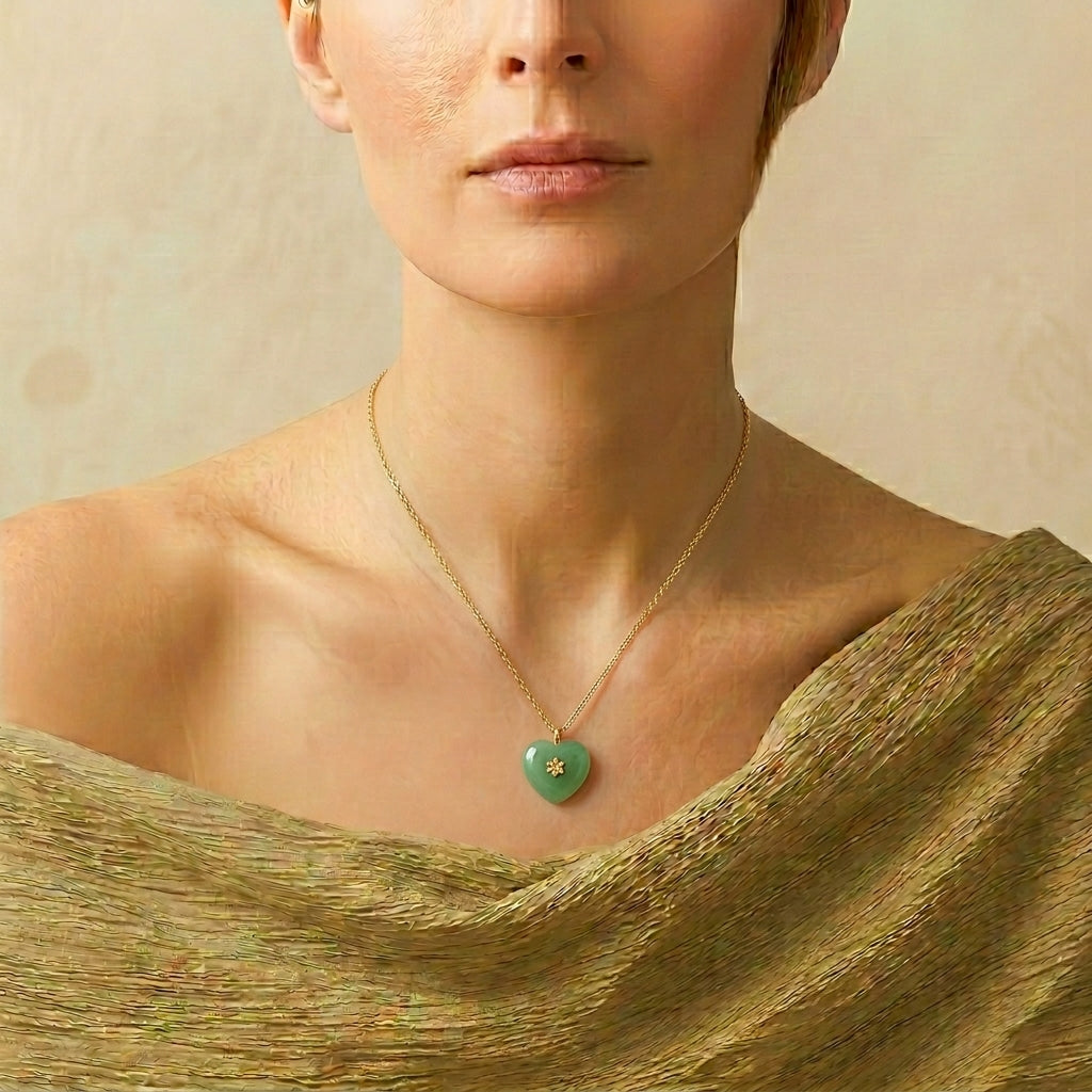 Collier Quartz Rose / Aventurine – Cœur Doux