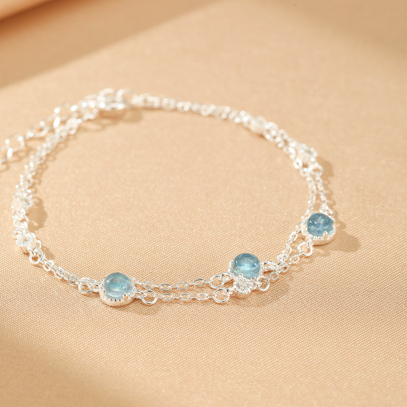 Aquamarine Bracelet – Blue Serenity, 925 Silver