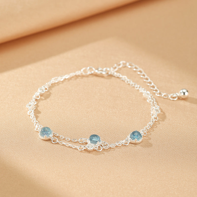 Aquamarine Bracelet – Blue Serenity, 925 Silver