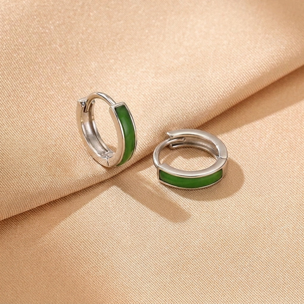 Boucles d'Oreilles Jade Néphrite – Divine Élégance, Argent