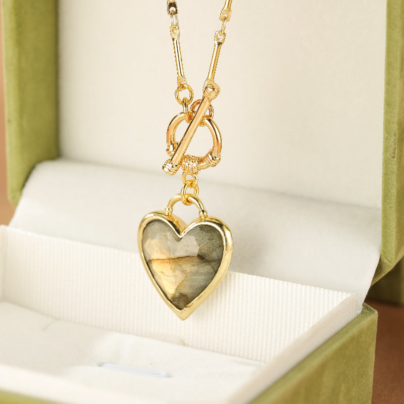Collier Labradorite – Cœur Heureux