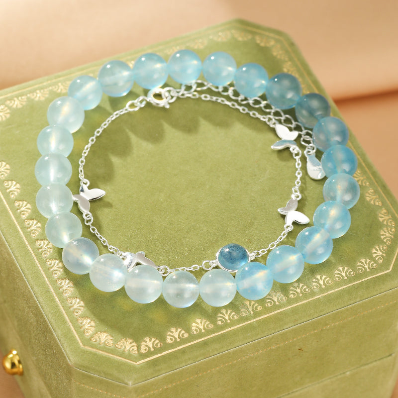 Aquamarine Bracelet – Ocean Butterfly, 925 Silver