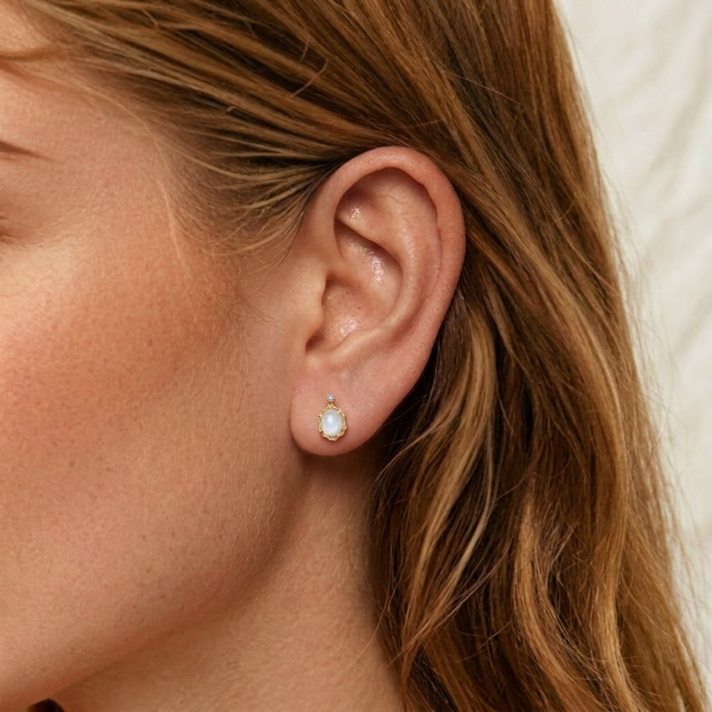 Clous d'oreilles Aigue marine – Vague Céleste, Argent 925