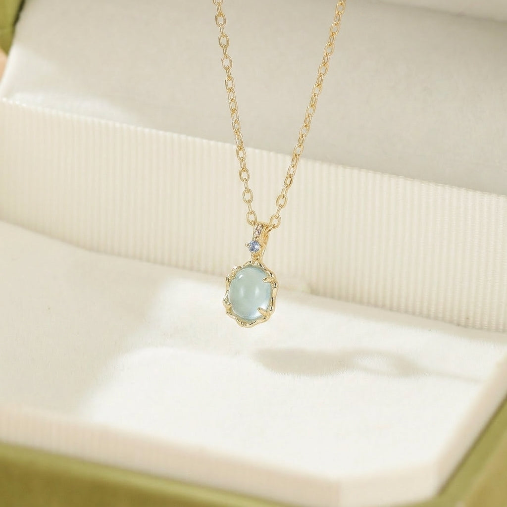 Collier Aigue marine – Ciel et Mer, Argent Plaqué Or