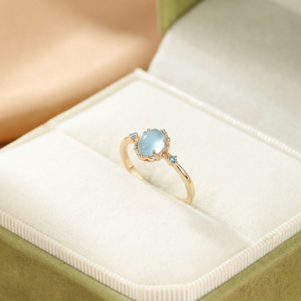 Bague Aigue marine – Éclat Céleste, Argent Plaqué Or