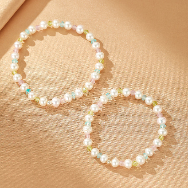 Bracelet Perle, Péridot, Topaze et Améthyste – Reflet Envoûtant