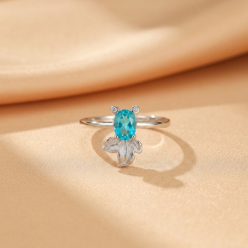 Topaz Ring – Enchanted Leaf, Silver