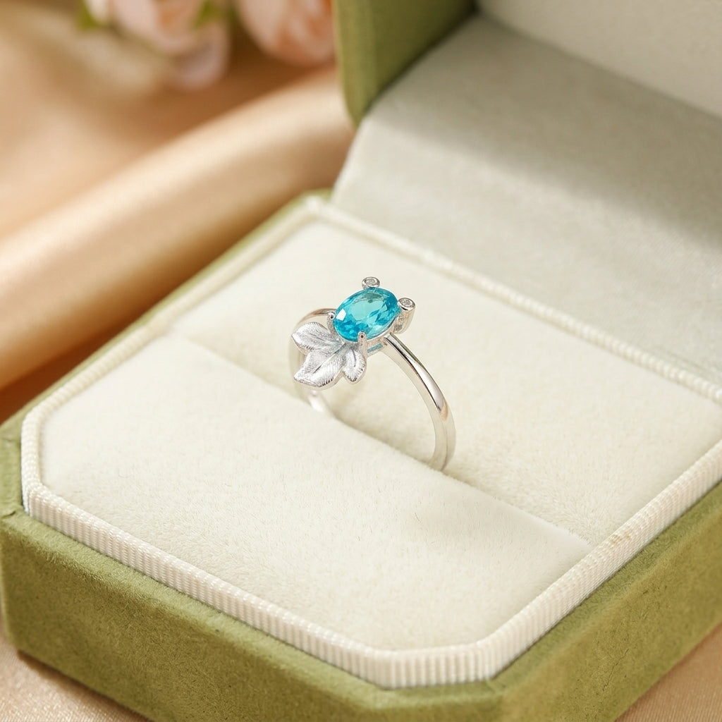 Topaz Ring – Enchanted Leaf, Silver