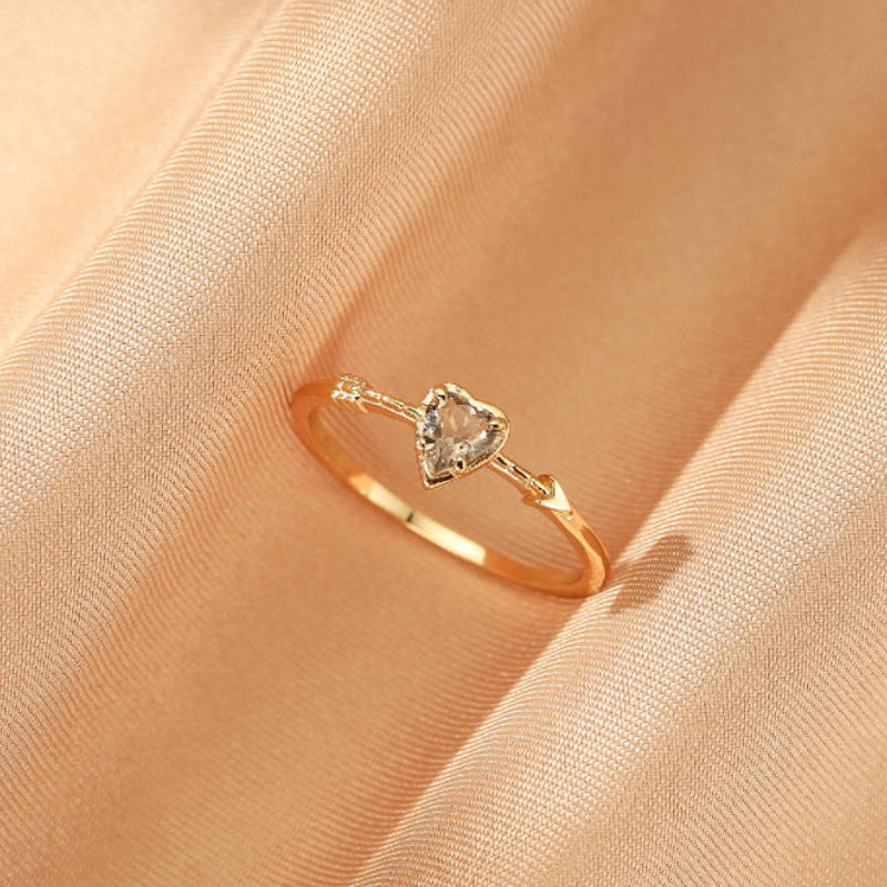 Bague Quartz Fumé – Flèche d'Amour, Argent Plaqué Or 14K