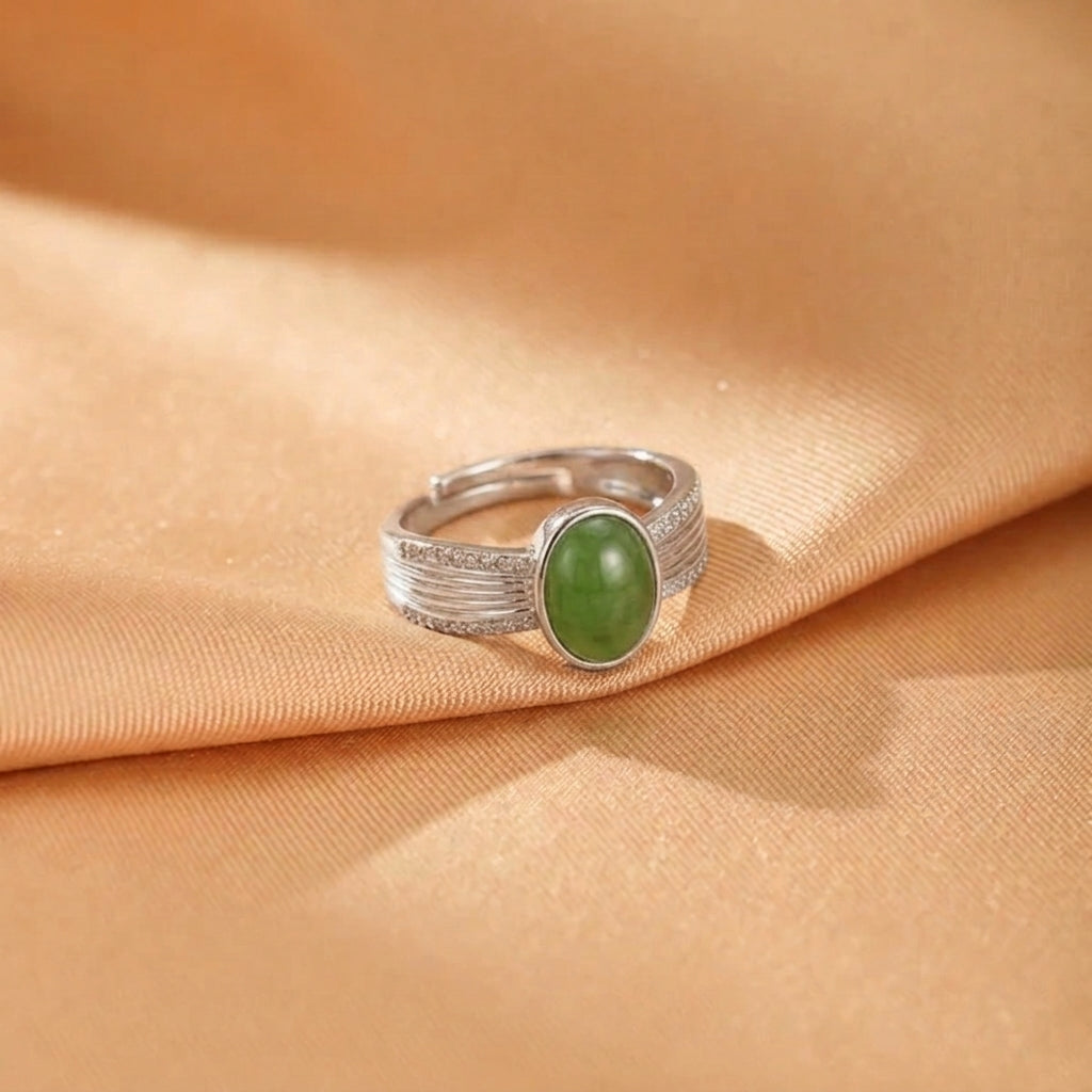 Bague Jade Vert – Héritage Céleste, Argent