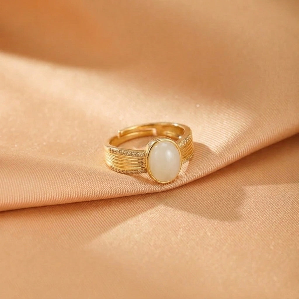 Bague Jade Blanc – Héritage Céleste, Argent
