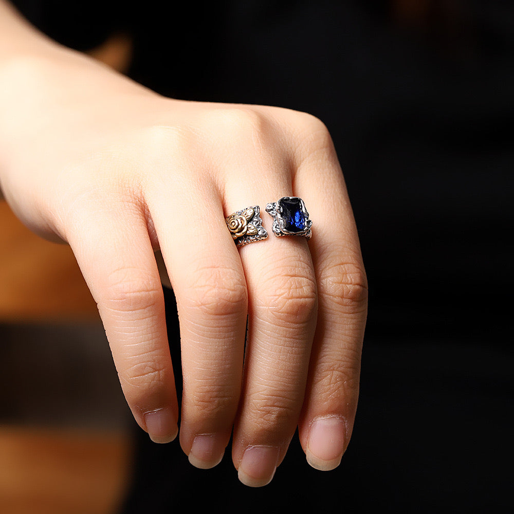 Bague Zircon - Harmonie Bleue, Sérénité Pourpre, Argent