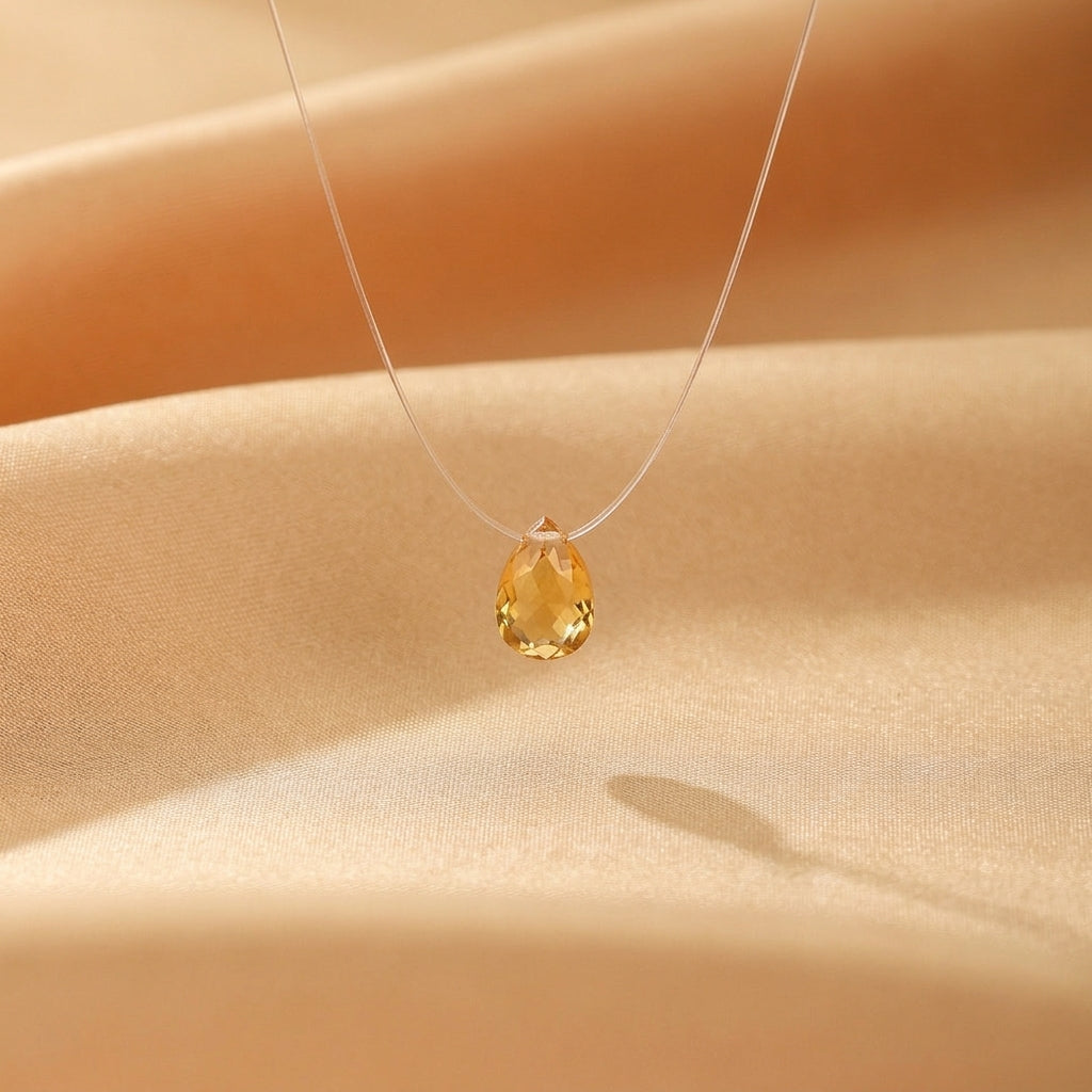 Collier Flottant Citrine, Améthyste, Quartz Clair et Topaze – Fil d’Éclat