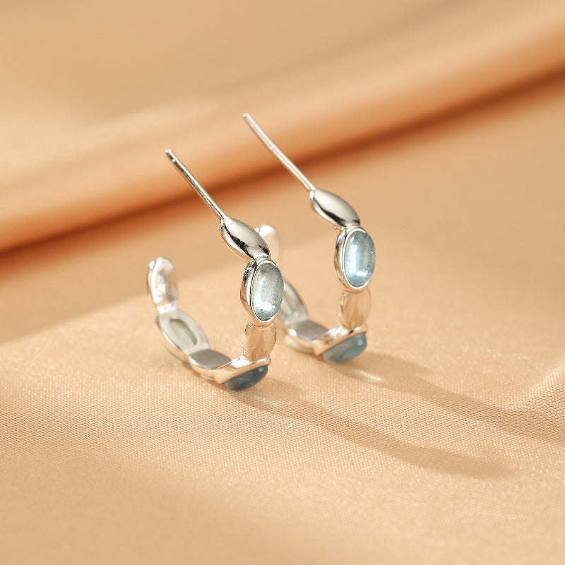Boucles d'oreilles Aigue marine – Reflets Océan, Argent