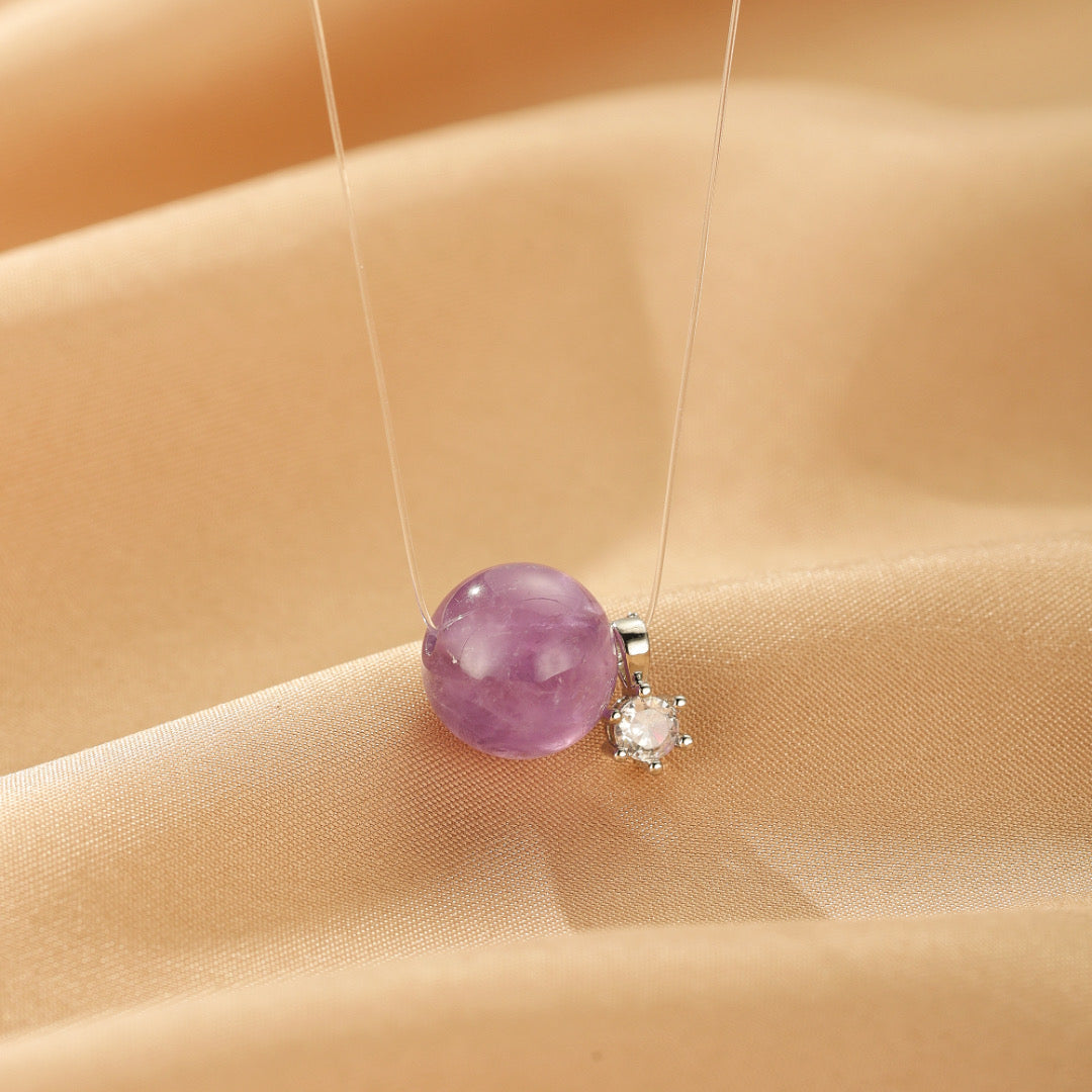 Collier Flottant Améthyste – Sérénité Scintillante, Argent