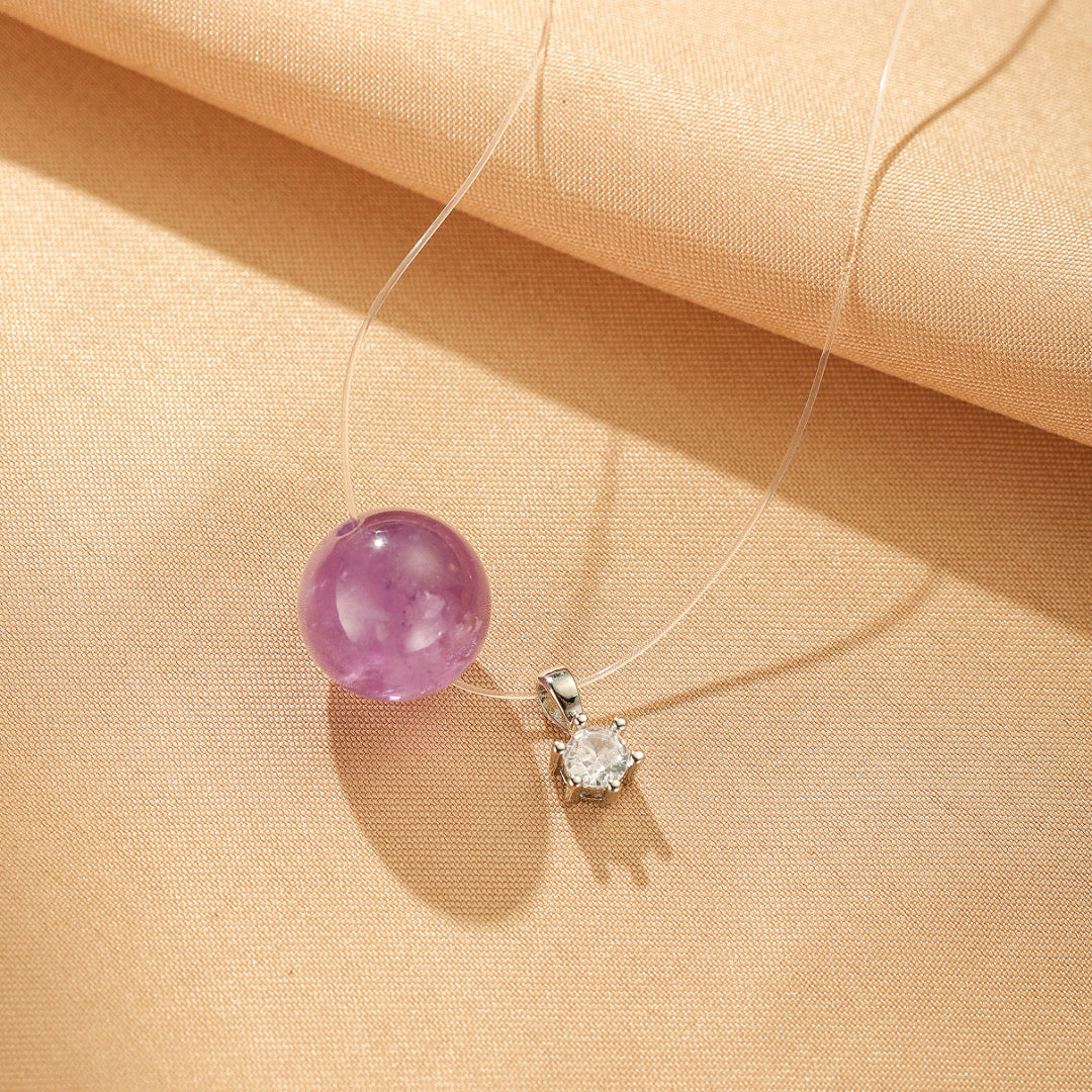 Collier Flottant Améthyste – Sérénité Scintillante, Argent