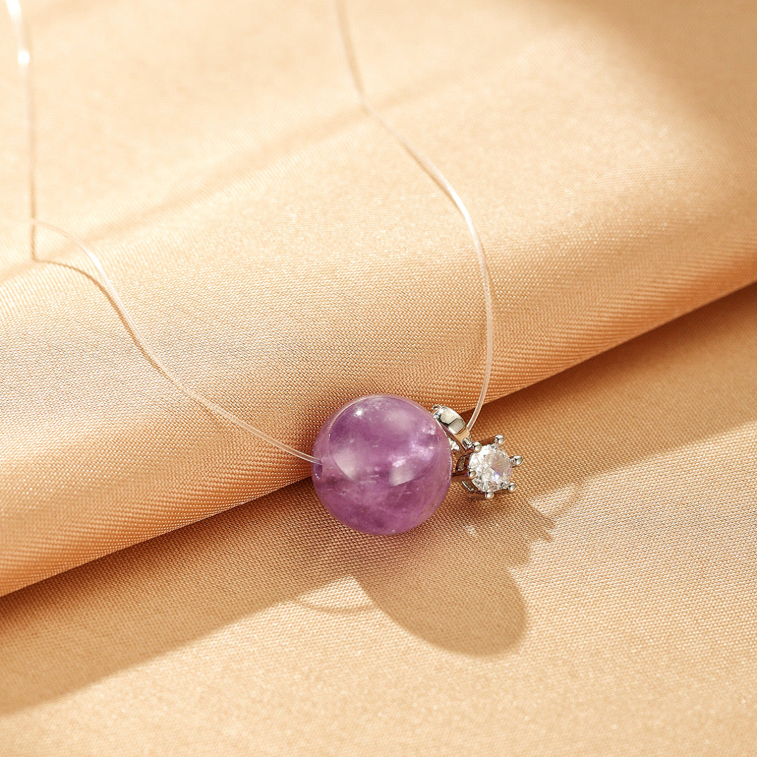 Collier Flottant Améthyste – Sérénité Scintillante, Argent