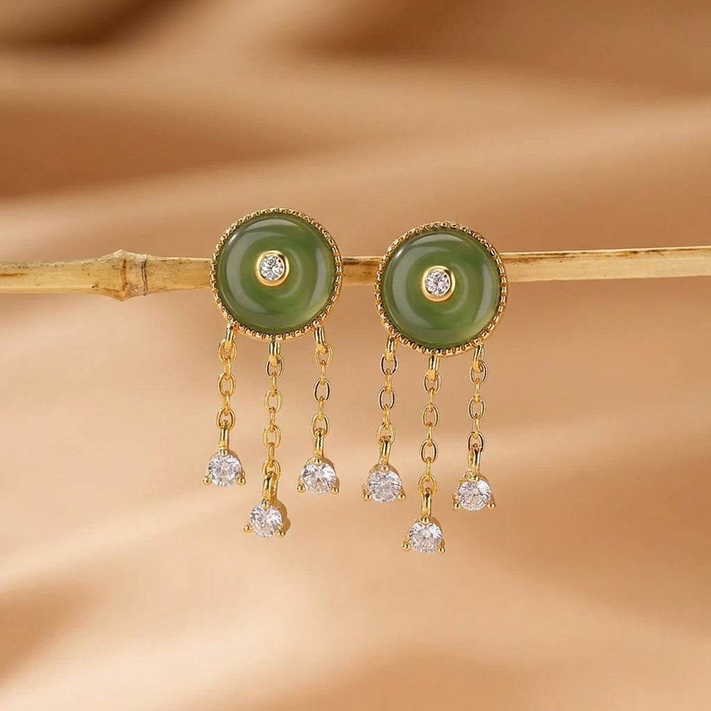 Boucles d'oreilles Jade Néphrite – Passion Délicate, Argent Plaqué Or