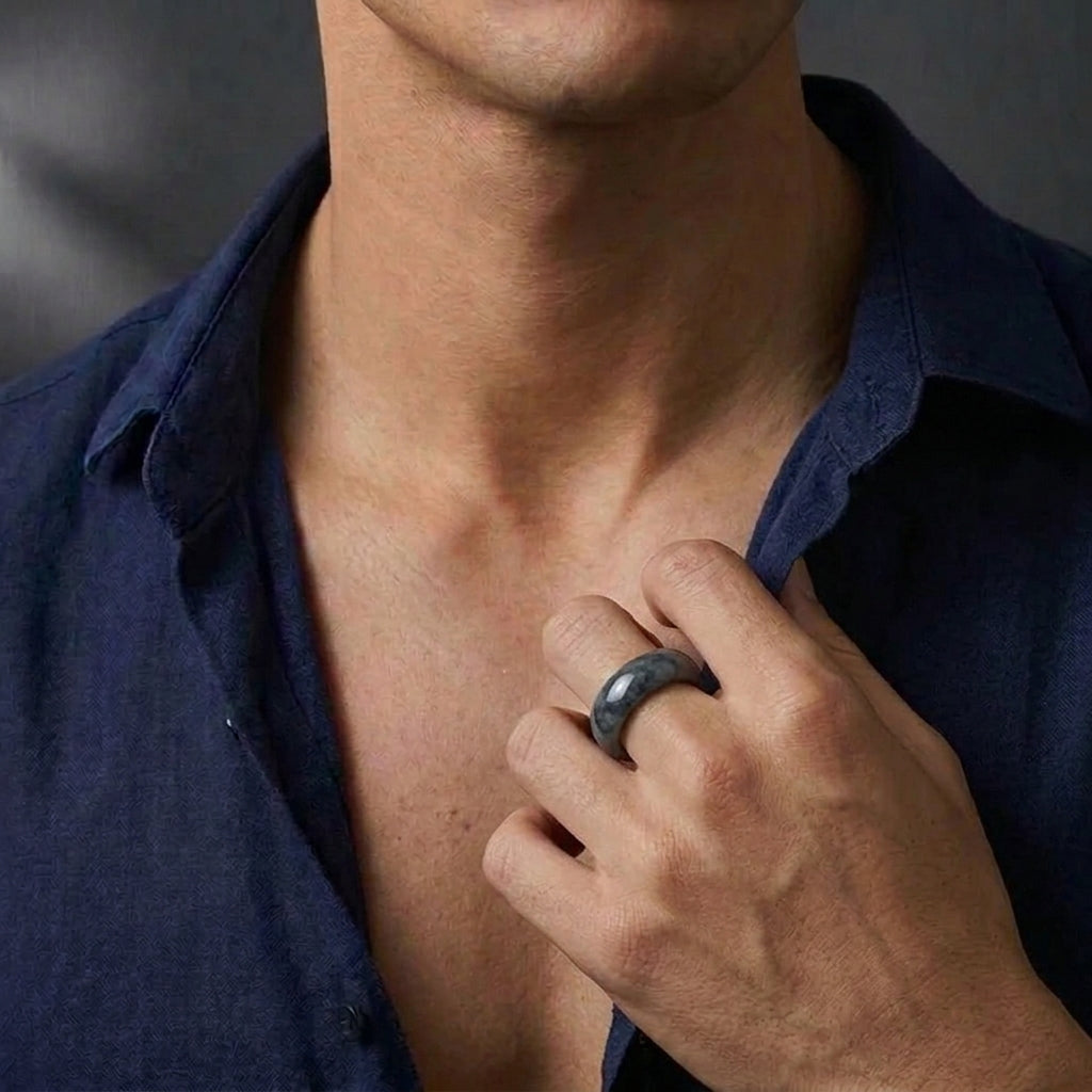 Bague Homme Jadéite Noire – Esprit Indomptable