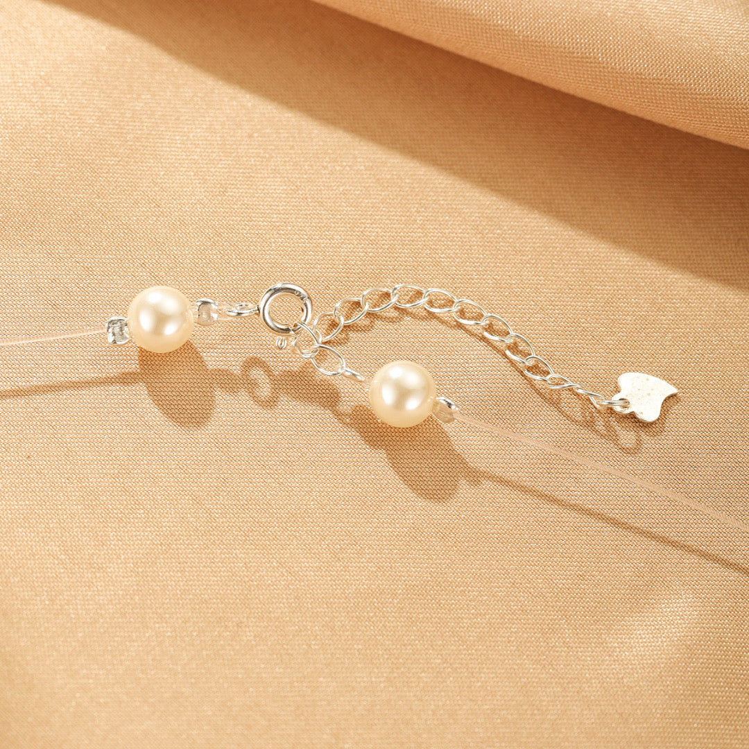 Collier Flottant Perle – Voile Nacré, Argent