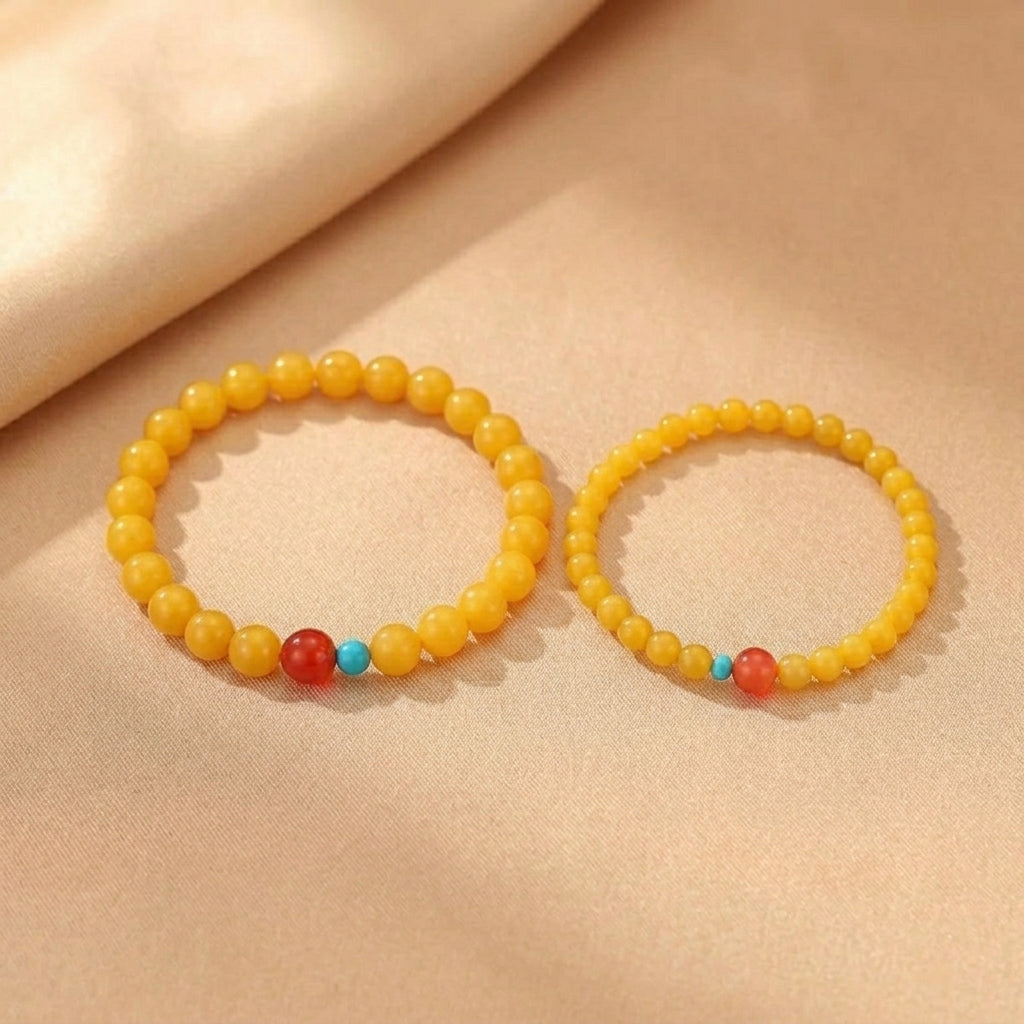 Bracelet Ambre, Agate et Turquoise - Mémoire de la Terre
