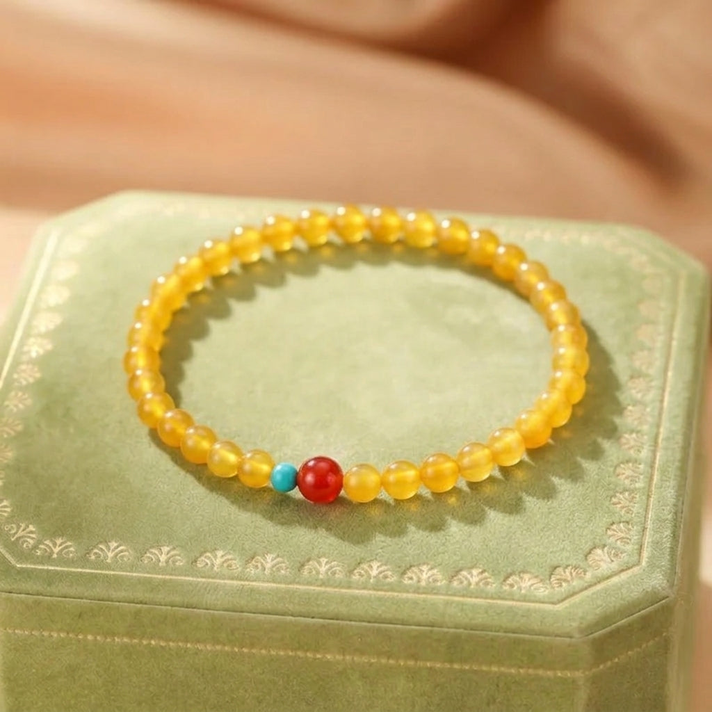 Bracelet Ambre, Agate et Turquoise - Mémoire de la Terre