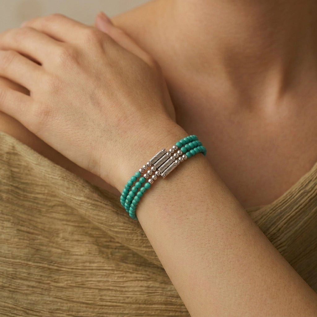 Turquoise Bracelet – Azure Glow, Silver