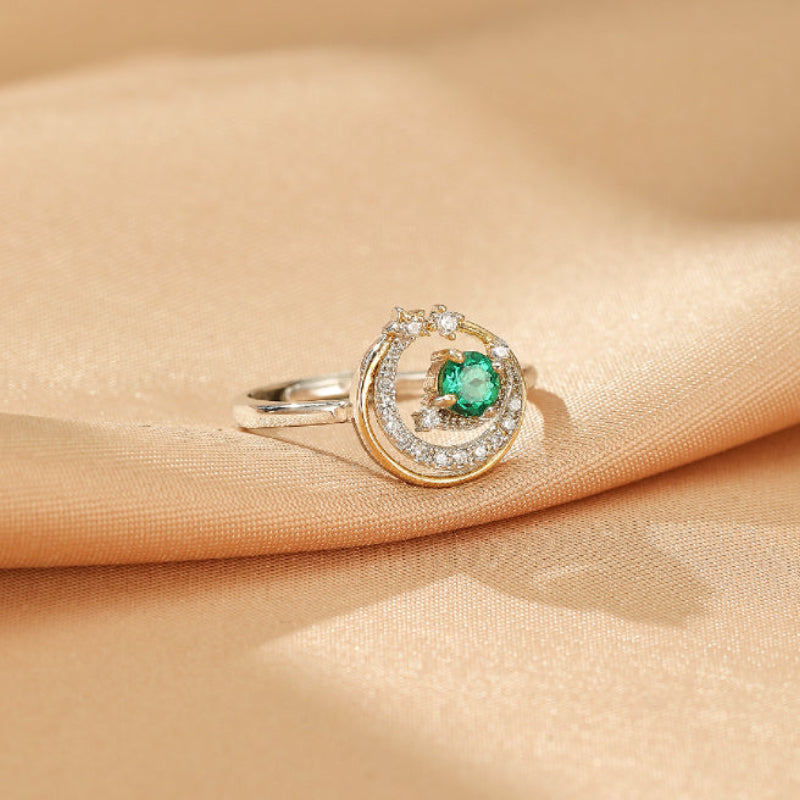 Bague Émeraude – Éclat Lunaire, Argent 925