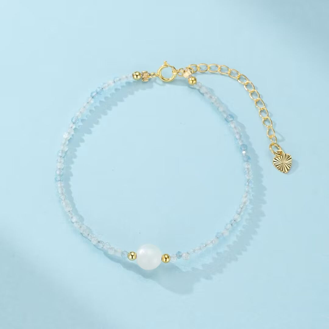 Bracelet Pierre de Lune et Aigue-marine – Rêverie des Flots