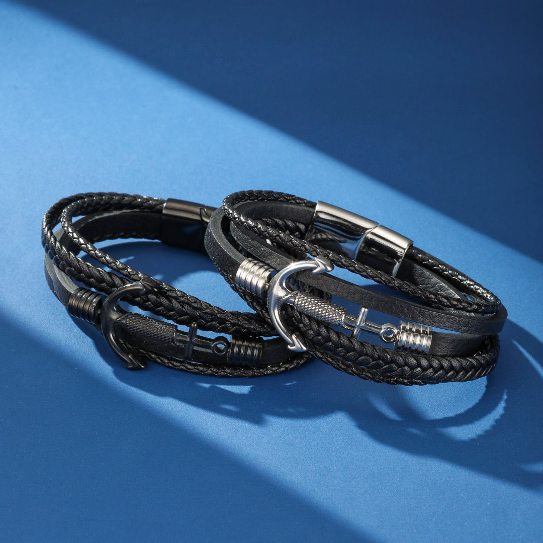 Men's Anchor Leather Bracelet – Ligne de Force