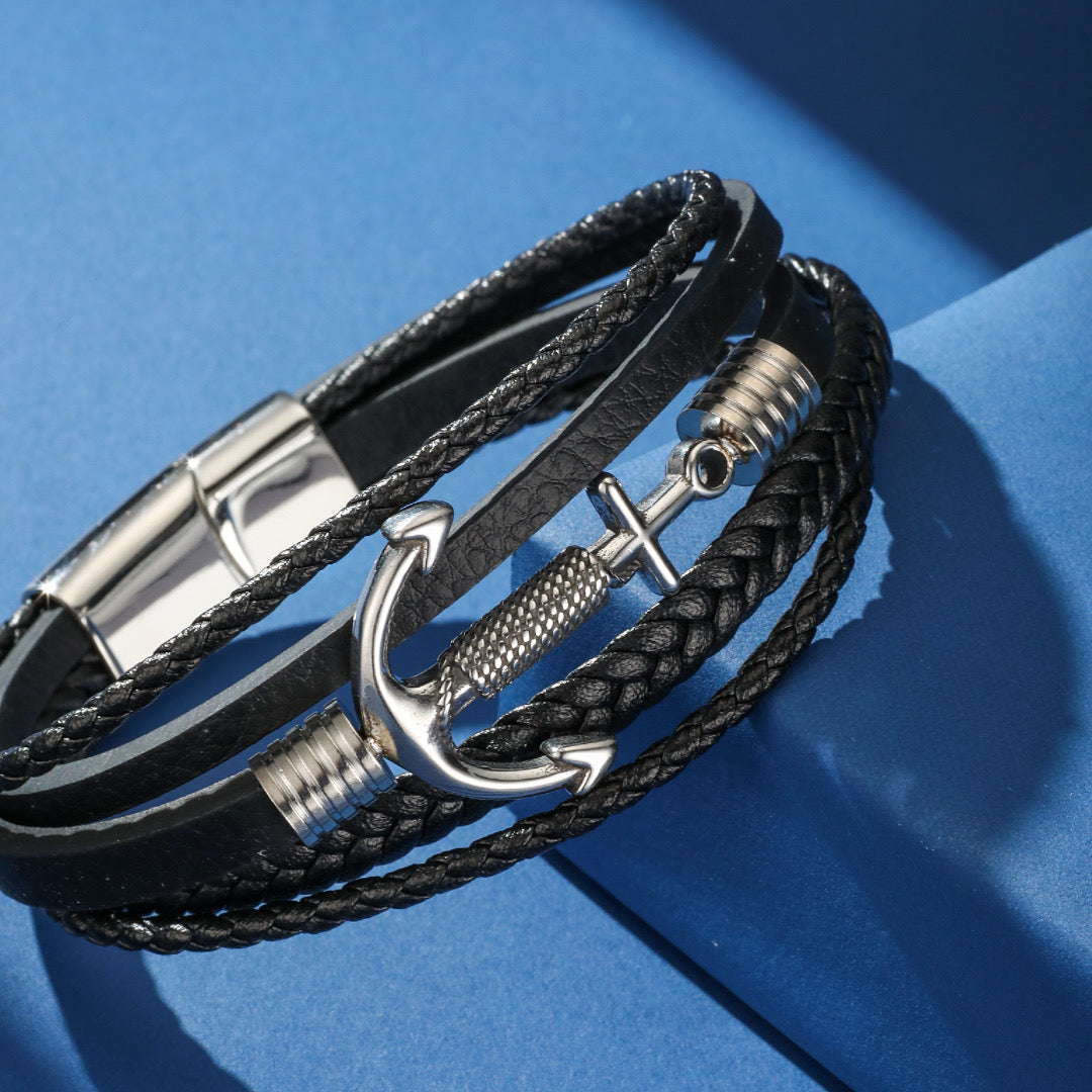 Men's Anchor Leather Bracelet – Ligne de Force