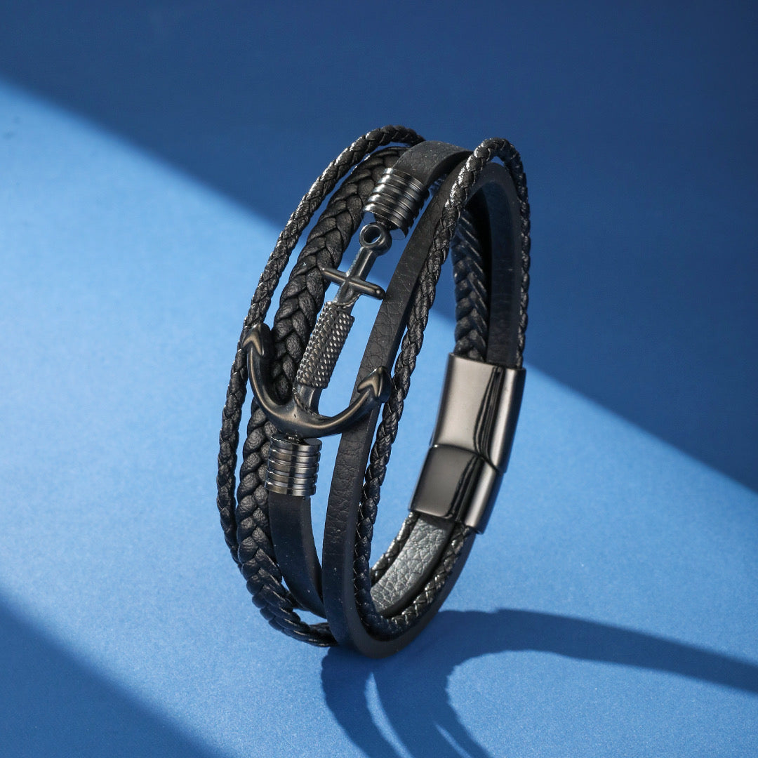 Men's Anchor Leather Bracelet – Ligne de Force