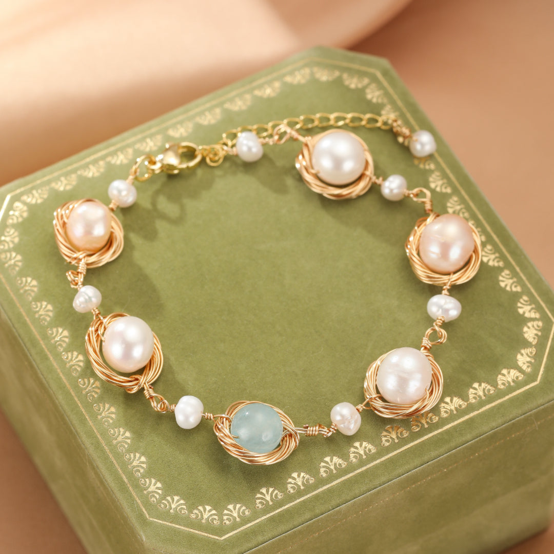 Bracelet Aigue-marine et Perle – Trésor Marin