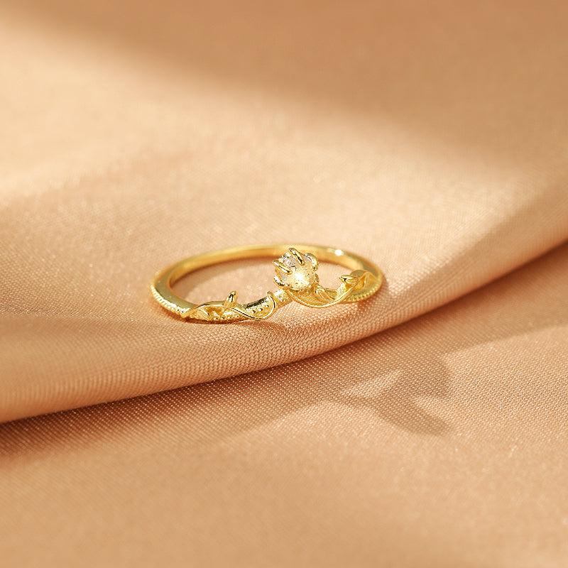 Bague Labradorite – Feuillage Enchanté, Argent Plaqué Or