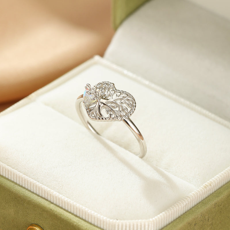 Bague Pierre de Lune Arbre de Vie – Cœur de Vie, Argent 925