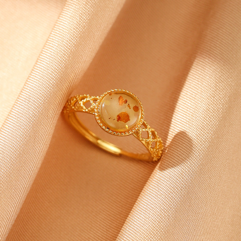 Bague Ambre – Secret d’Ambre, Argent Plaqué Or