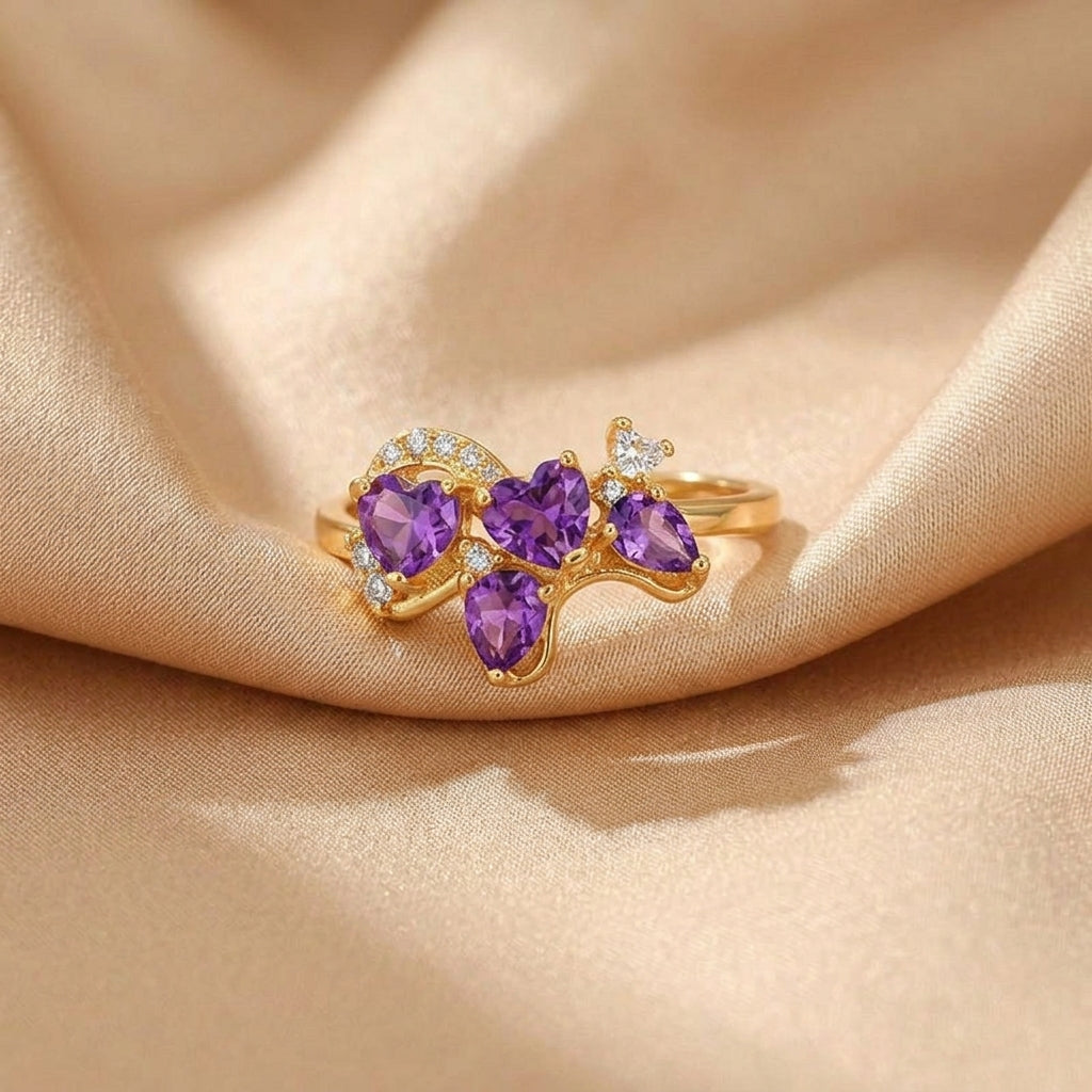 Bague Améthyste – Galop de Chance, Argent et Plaqué Or