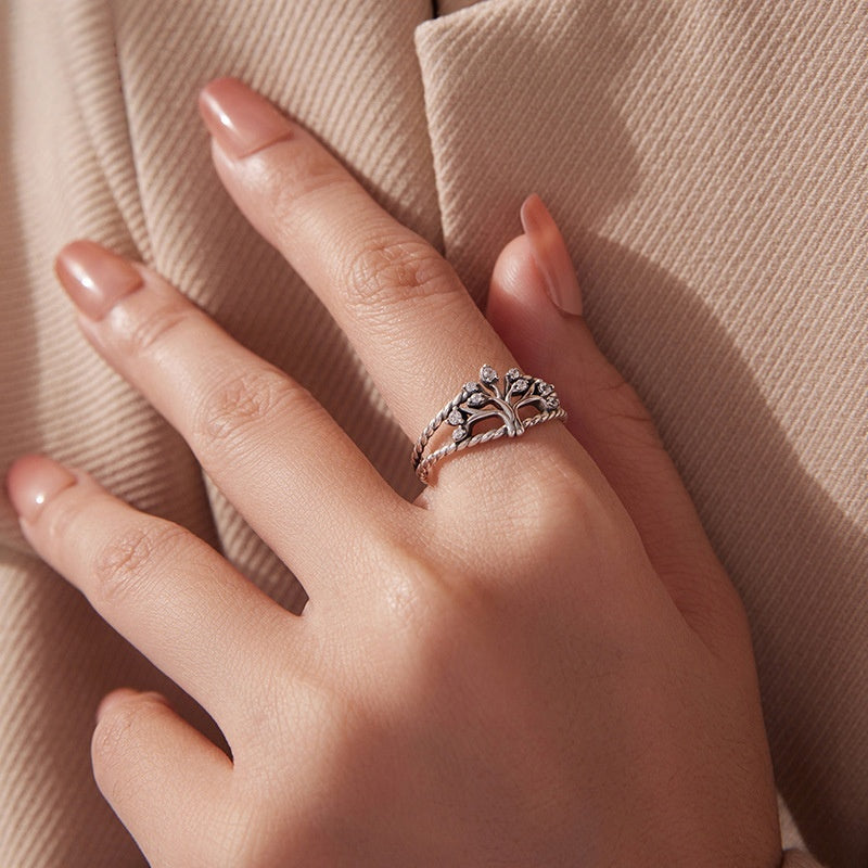 Bague Arbre de Vie – Feuillage Éclatant, Argent 925