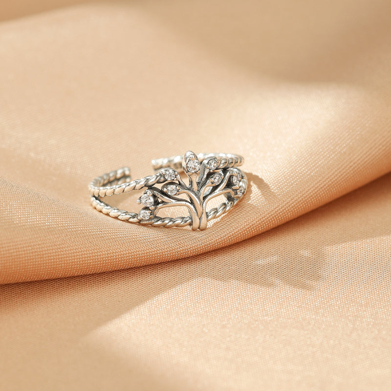 Bague Arbre de Vie – Feuillage Éclatant, Argent 925