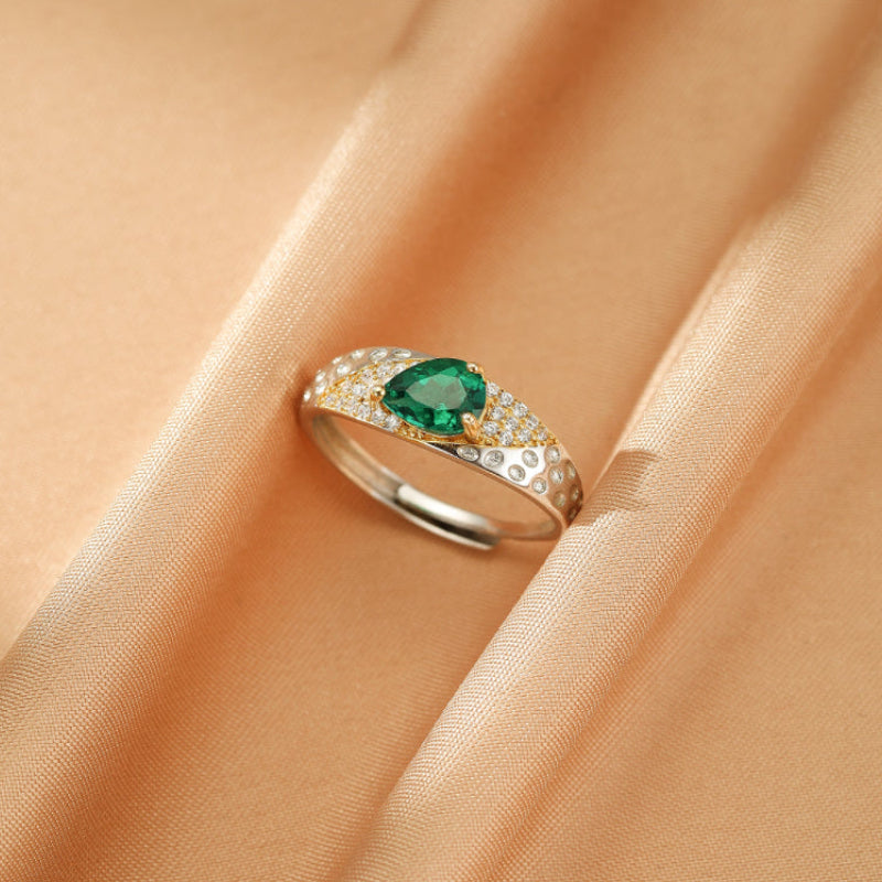Bague Émeraude – Larme d'Émeraude, Argent 925