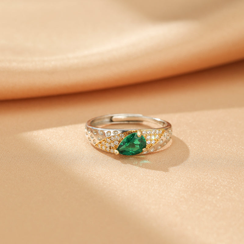 Bague Émeraude – Larme d'Émeraude, Argent 925