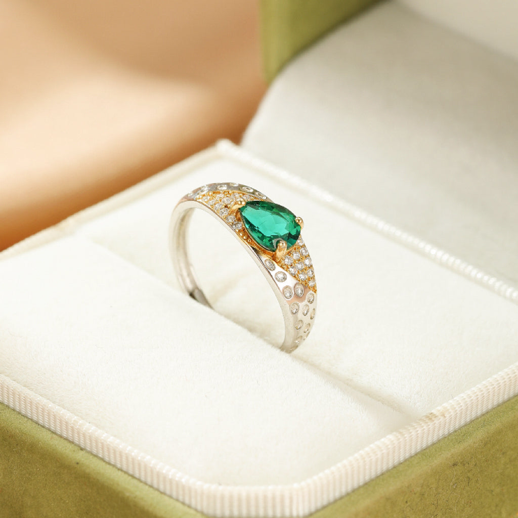Bague Émeraude – Larme d'Émeraude, Argent 925